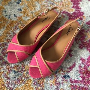Trotters Pink Open Toe Wedge Sandal